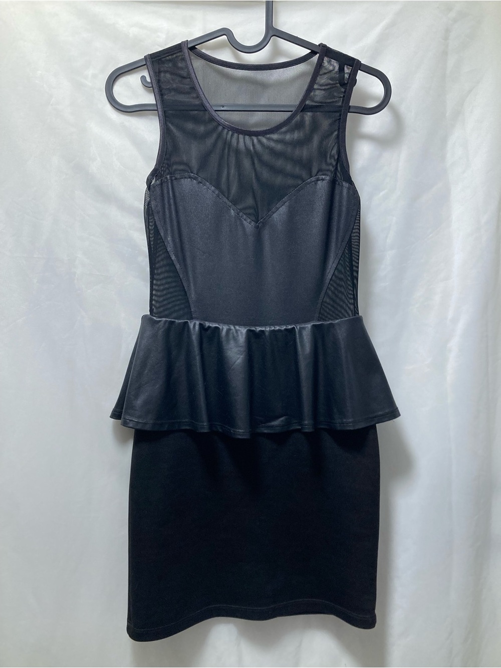 Sabora Black Mesh Peplum Party Dress Sleeveless Size M